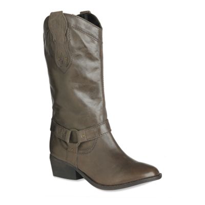 Brown mid height cowboy boots
