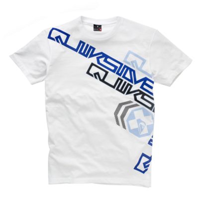Quiksilver White diagonal typed design t-shirt