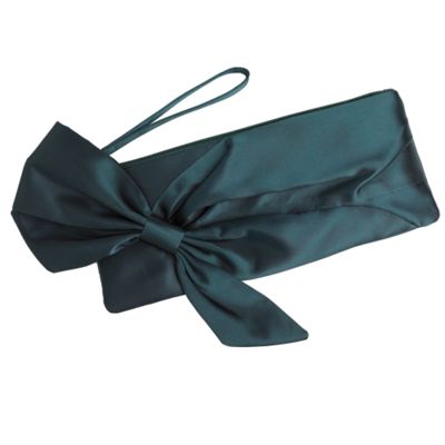 Dark green asymmetric bow clutch bag