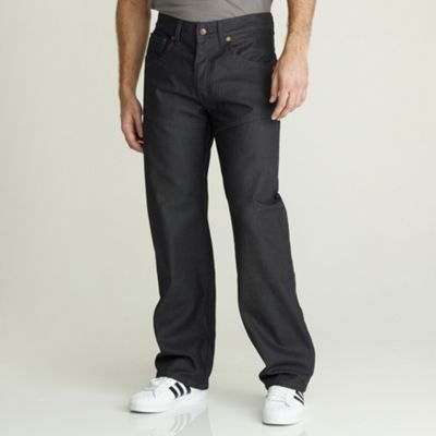 Blue cinch back loose fit jeans