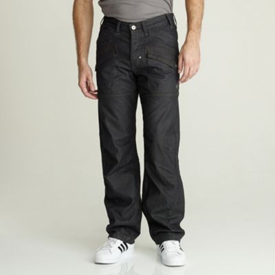 Blue multi pockets worker loose fit jeans