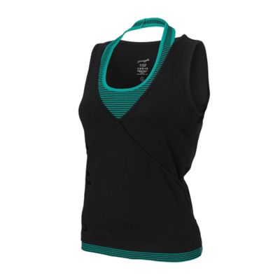 Black and stripe layered halter top