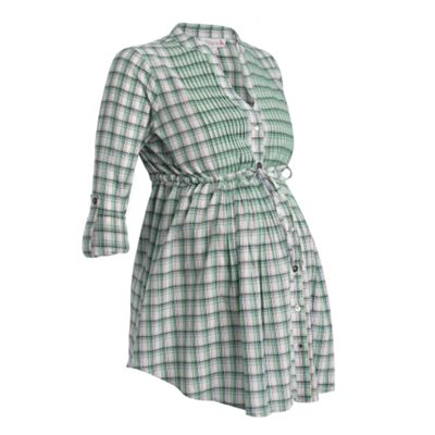 Maternity green & white check shirt
