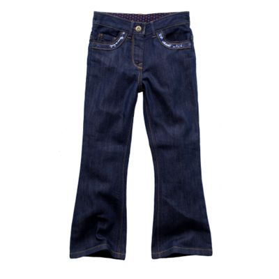Dark blue embellished jeans