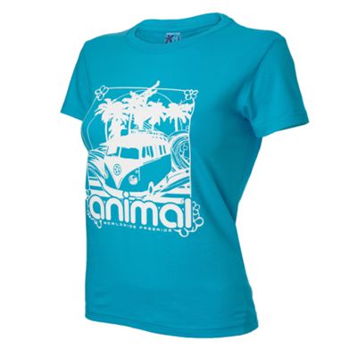 Animal Bright turquoise camper van t-shirt