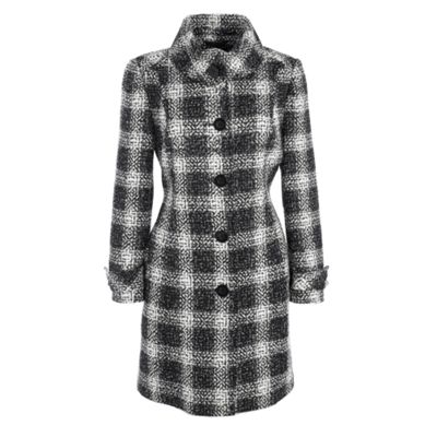 Black boucle check coat