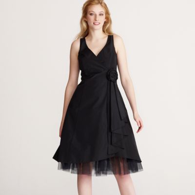 Black taffeta corsage prom dress