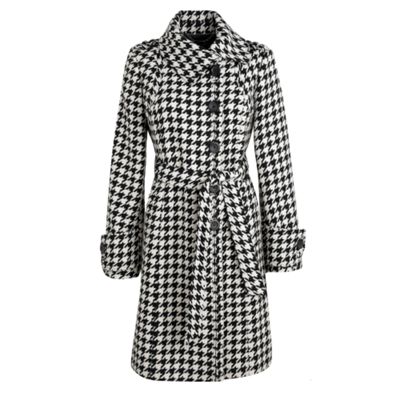 Black & white dogtooth asymmetric coat