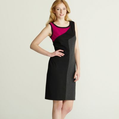 Black & pink colour block shift dress