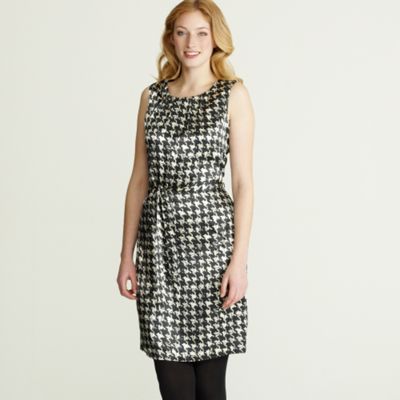 Black & cream houndtooth print dress
