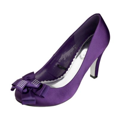 Purple diamante bow court shoes