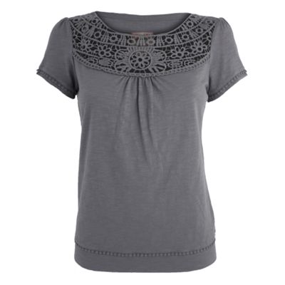 Grey crochet bib t-shirt