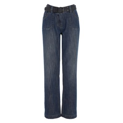 Blue belted boyfriend jeans