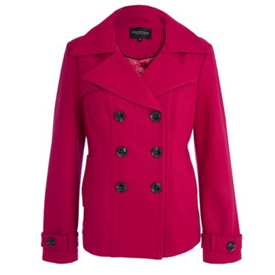 Pink double breasted pea coat