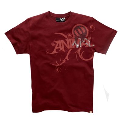 Animal Dark red shoulder print t-shirt