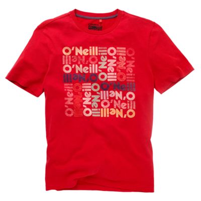 Red stencil print t-shirt