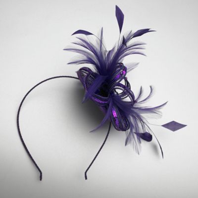 Purple sequin loop disc fascinator