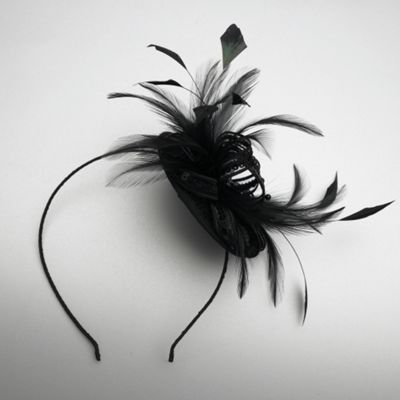 Black sequin loop disc fascinator