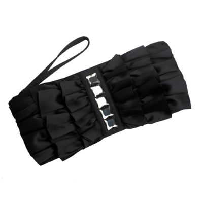 Black gem frill clutch bag