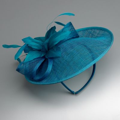 Turquoise flower & bow fascinator