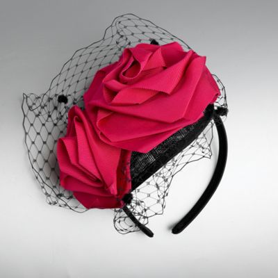 Black & pink double rise fascinator
