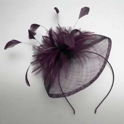 Purple sinamay veil band fascinator