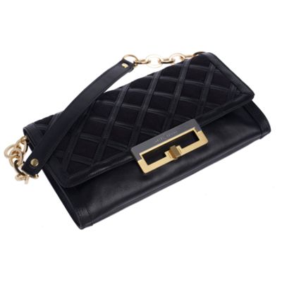 Black latice quilted clutch bag