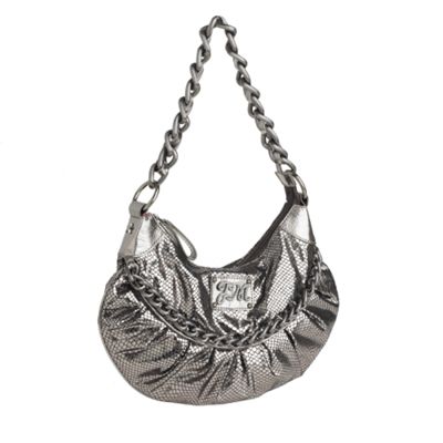 Pewter faux snake shoulder bag