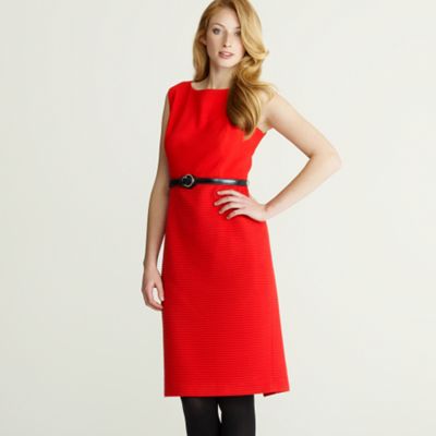 Mandarin ribbed detail shift dress