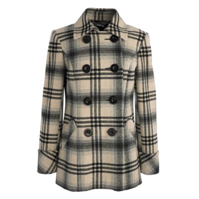 Natural and grey checked coat