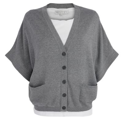 Grey oversized double layer cardigan