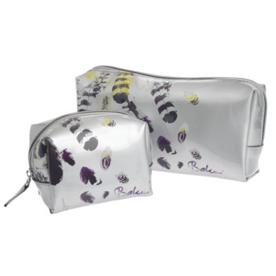 Silver feather PVC bag set
