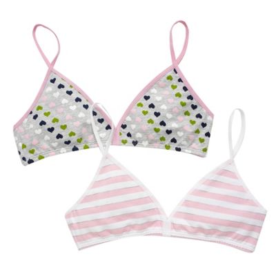 Pack of two heart and stripe starter bras