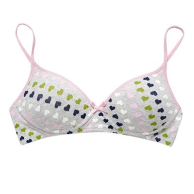 Grey hearts moulded bra
