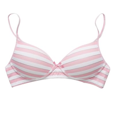 Pink striped moulded bra