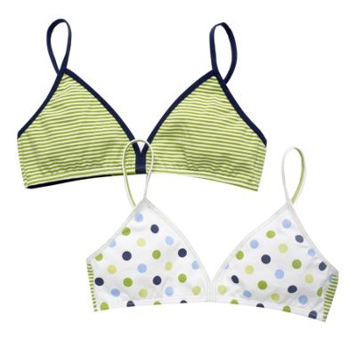 Pack of two spot and stripe starter bras