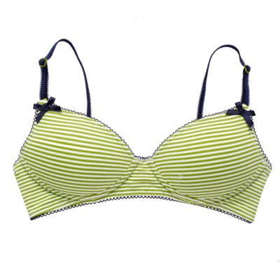 Green striped moulded bra