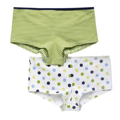 Pack of two green spotted and striped shorties