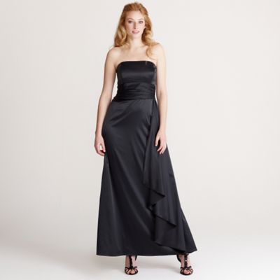 Black long satin evening dress