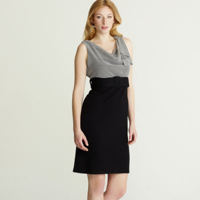Petite black 2 in 1 stripe dress