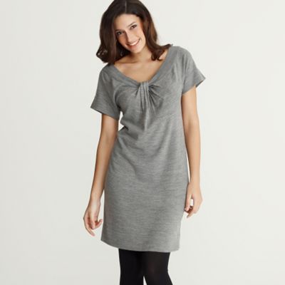 Grey knot front knit dress
