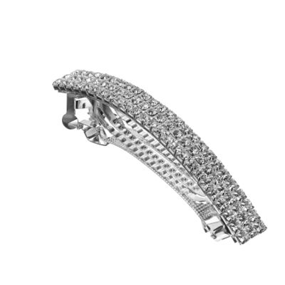 Silver crystal spring hair clip