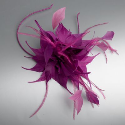 Purple feather fascinator head band