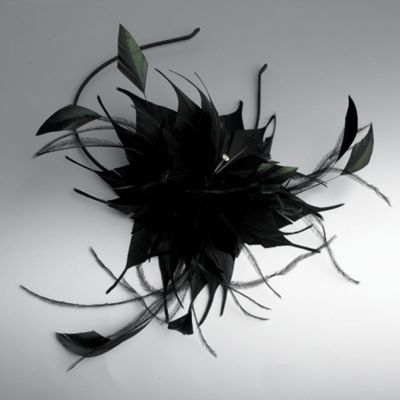 Black feather fascinator head band