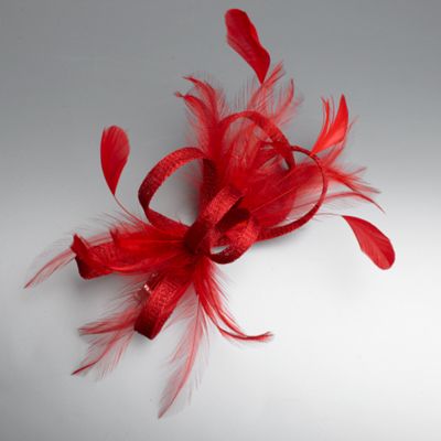 Red loop & feather hair clip