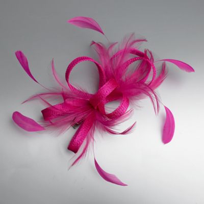 Pink loop & feather hair clip
