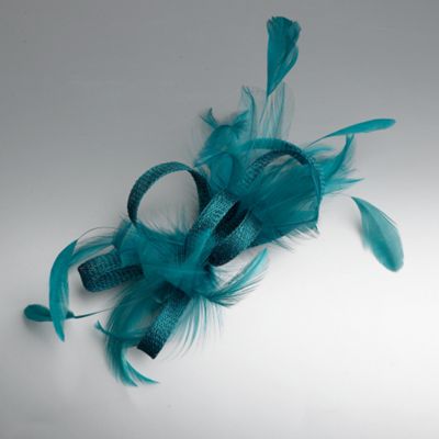 Turquoise loop & feather hair clip