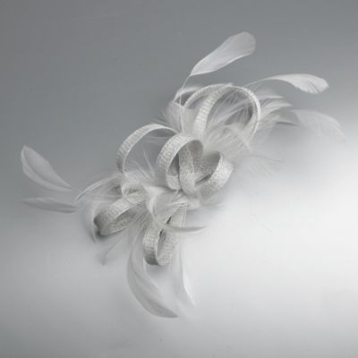 Grey loop & feather hair clip