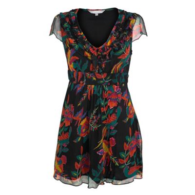 Black floral chiffon tunic