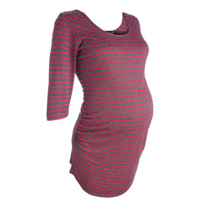 Maternity charcoal stripe long line top